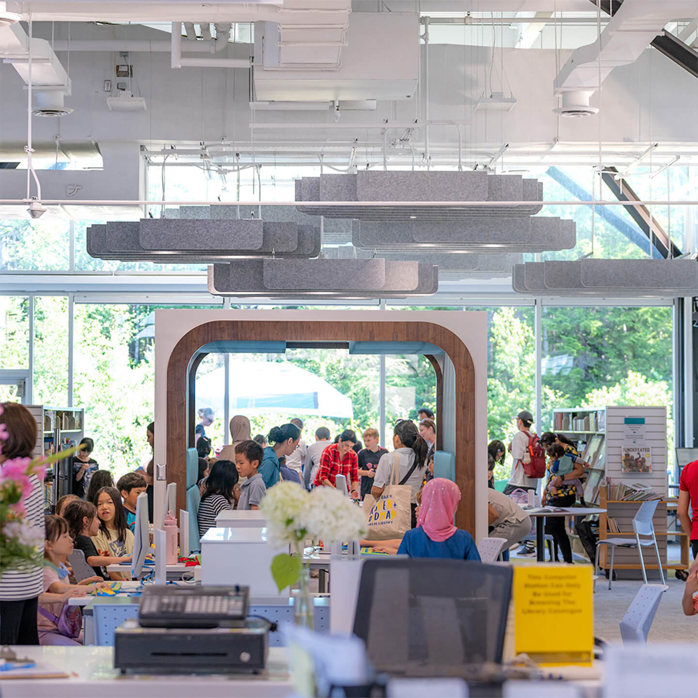 Photo of people enjoying the grand opening event.